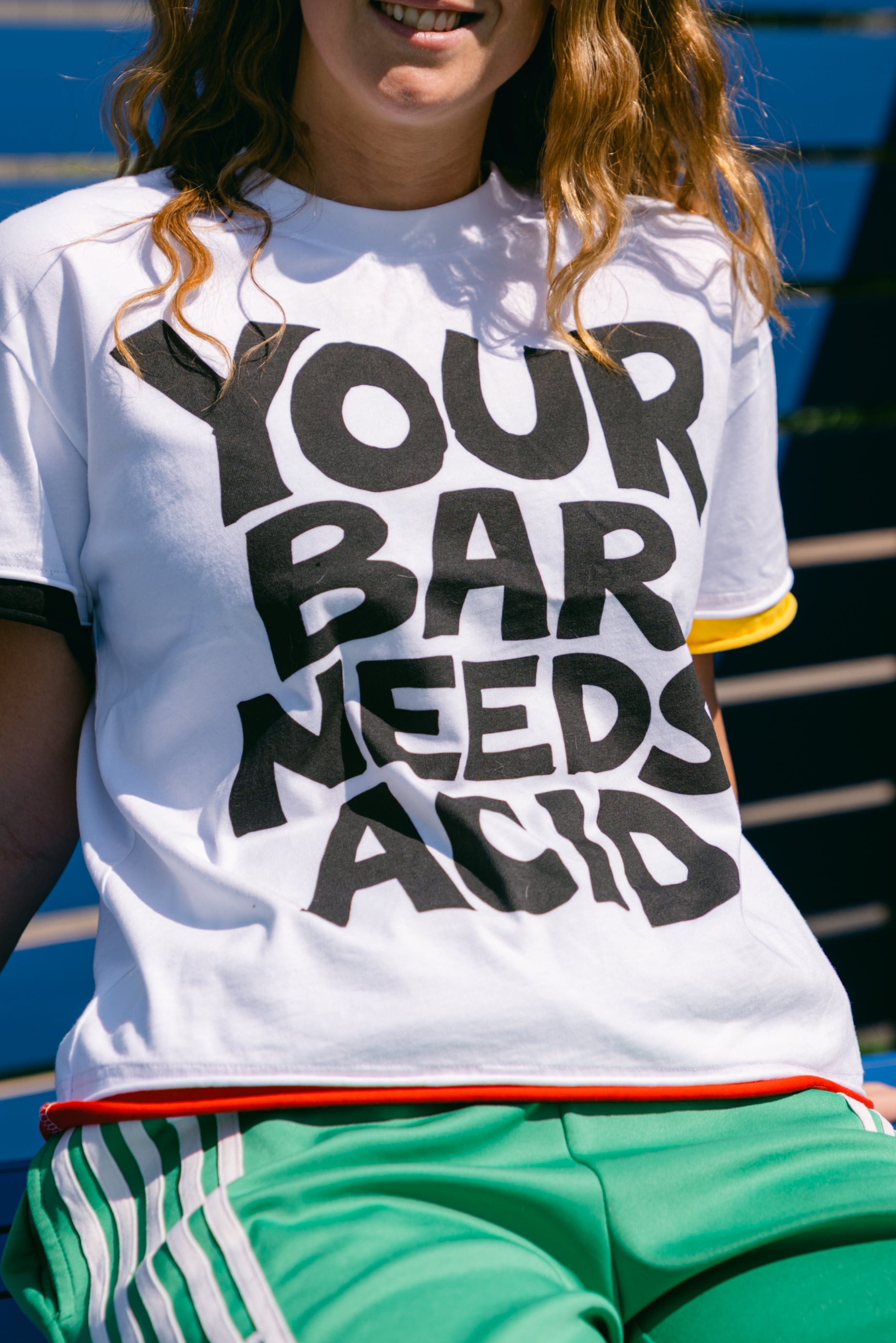 YOUR BAR NEEDS ACID Colorful Boxy T-Shirt