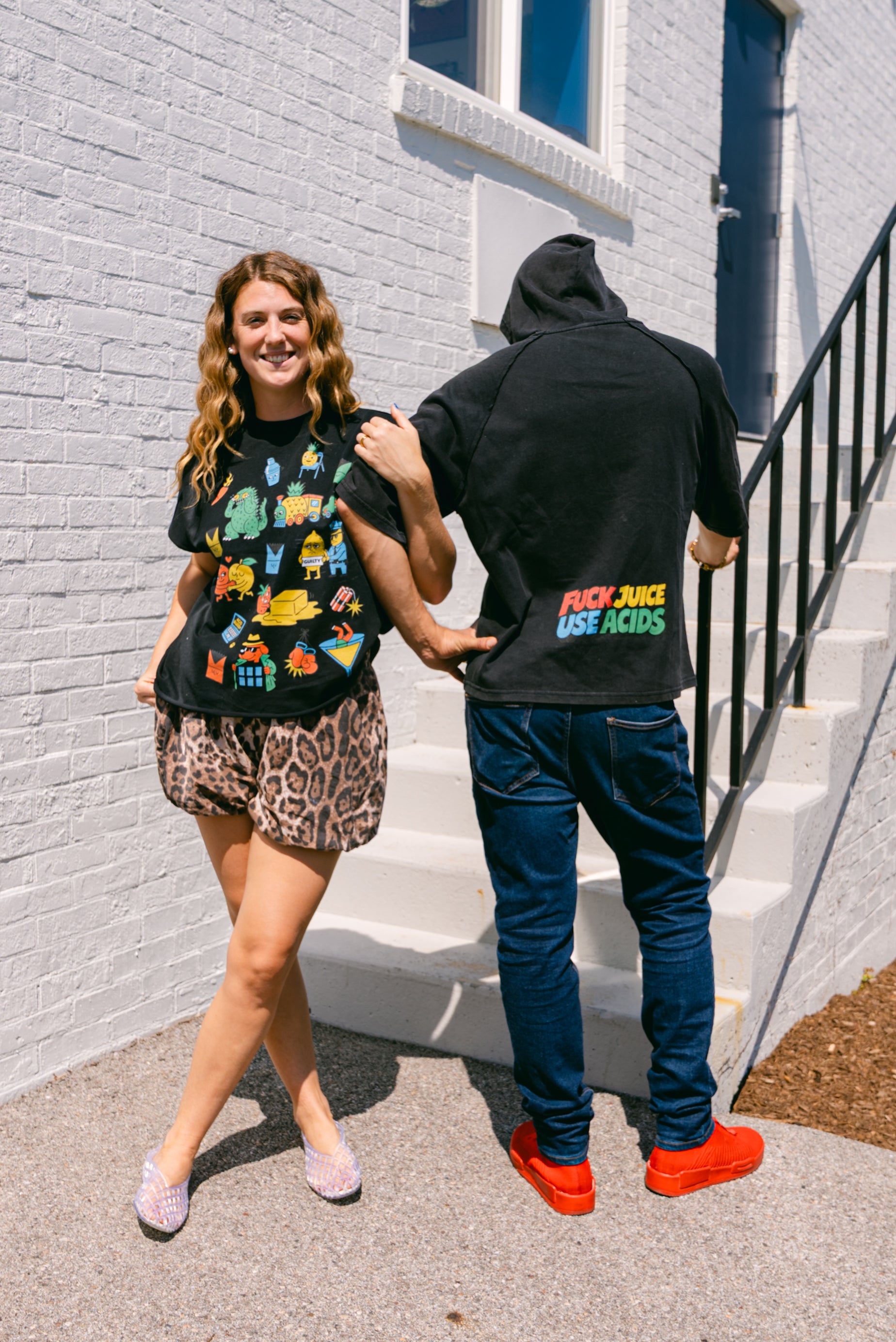 Acid Buddy Drawings Hooded Boxy T-Shirt